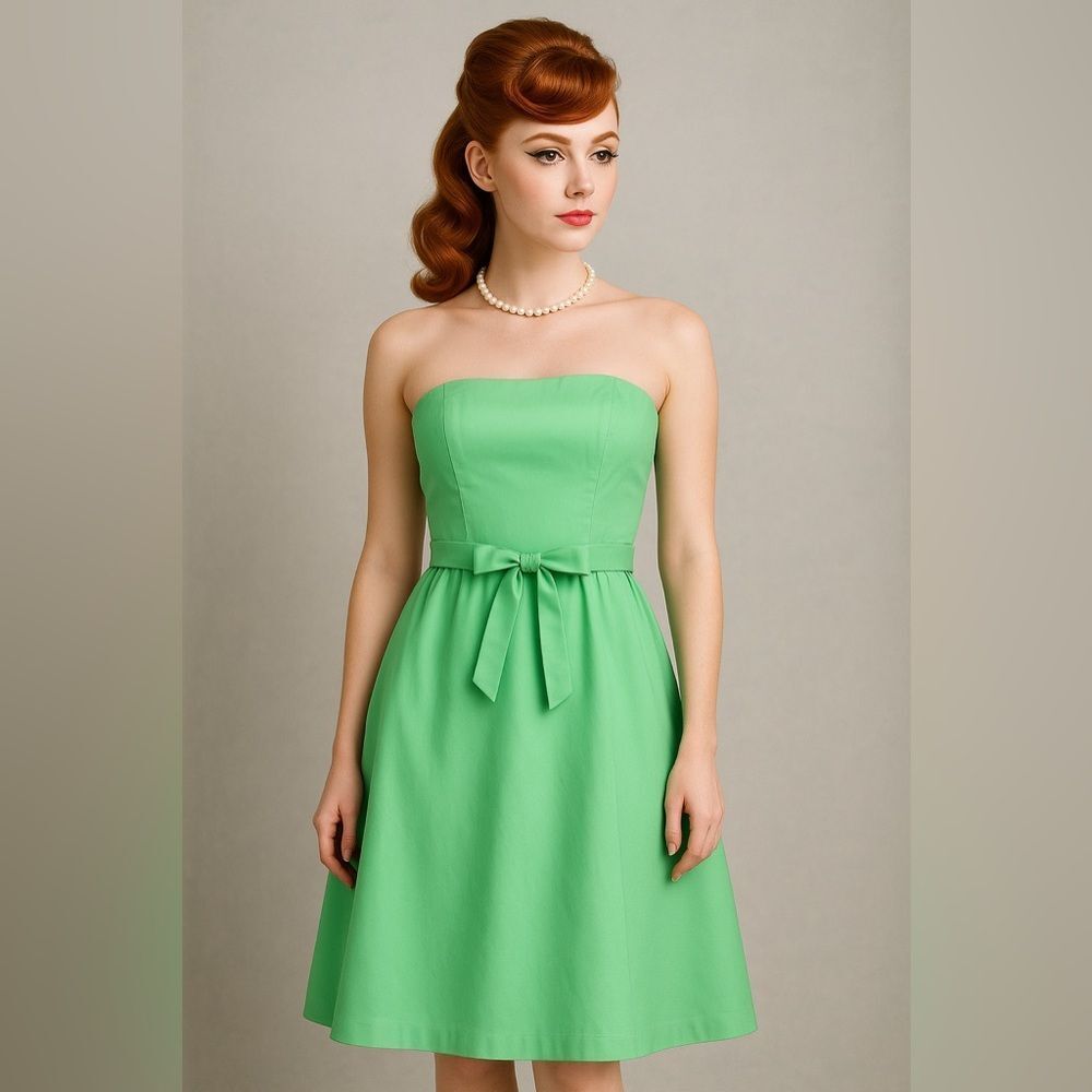 🌿 Express Strapless Cotton Dress Pastel Green Size 10 Prom Wedding Garden Party